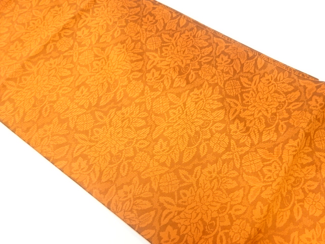 JAPANESE FUKURO OBI / REVERSIBLE / WOVEN FLORAL PLANTS